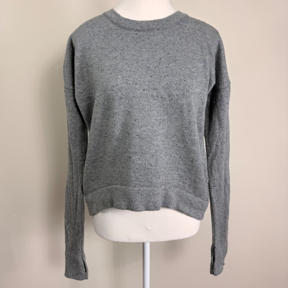 Lululemon Yogi Crew‎ Sweater Heather Speckled Grey Merino Wool Medium - Picture 3 of 10